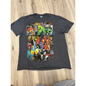 Marvel T-Shirt Short Sleeve Tee Mens Large Dark Gray Graphic Marvel Heroes